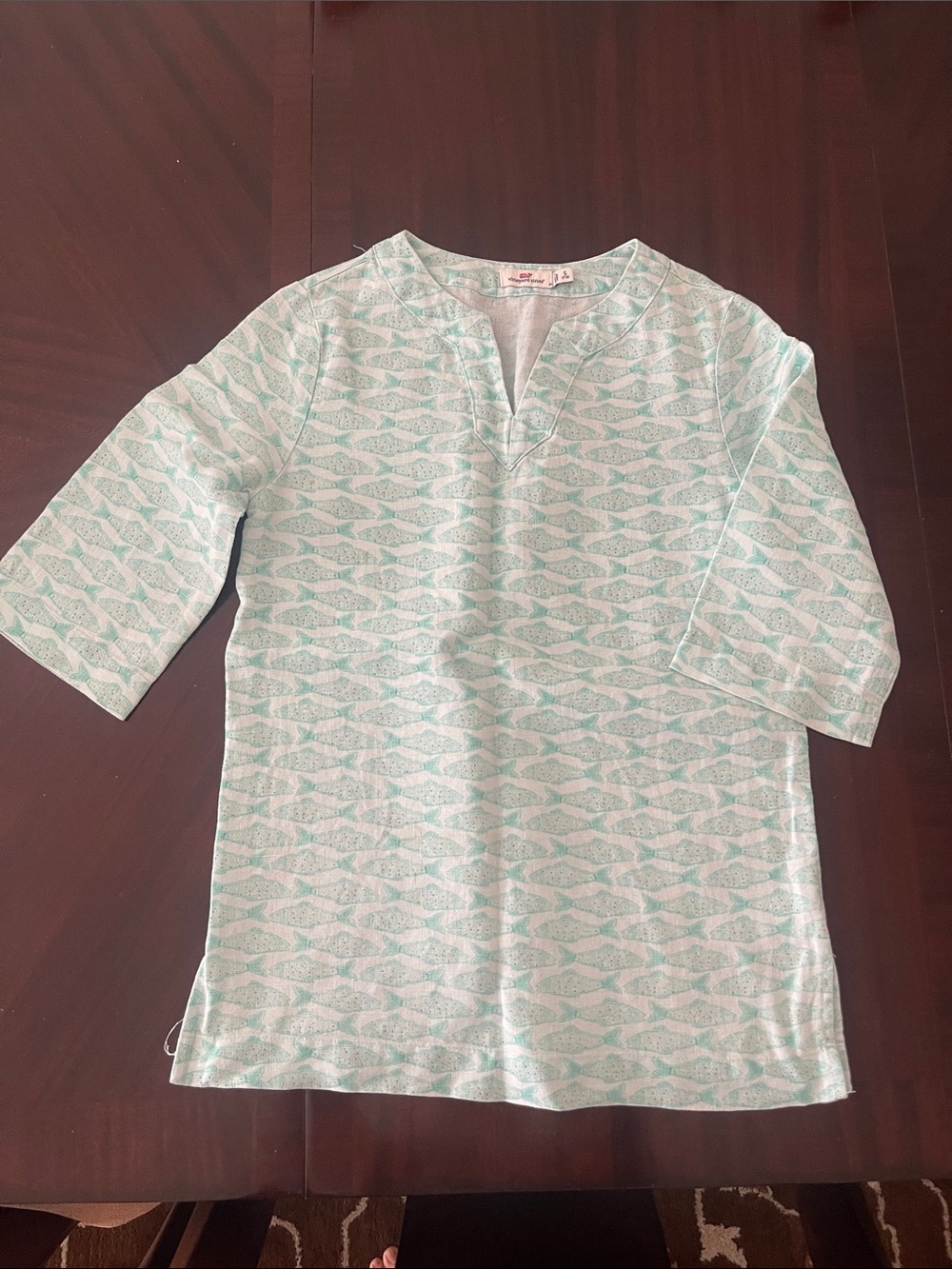 Light Mint Patterned Girls' Tunic Top size S